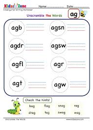 Addition with dice and domino; Kindergarten Ag Word Family Unscramble Words Worksheets