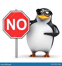 3d Penguin with a No sign stock illustration. Illustration of funny -  45917494
