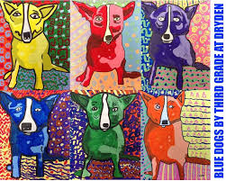Really Nice Blue Dog Painting Lesson Dog Art Projects Animal Art Projects Third Grade Art