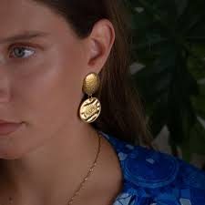evil eye earrings, gold chunky earrings, gold circle earrings, dangle oval  earrings, bold xl large earrings, bohemian earrings, gift for her