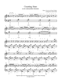 Counting Stars By One Republic Piano Sheet Music Intermediate Level