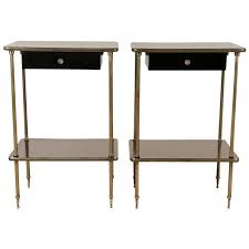 Elegant Pair Of Black Lacquer And Brass End Or Bedside Tables Bedside Table Black Bedside Table Bedside Tables For Sale
