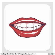 Smiling Mouth Lips Teeth Tongue Pop Art Square Sticker Smile Mouth Stickers Teeth Art Teeth Illustration Lips Drawing