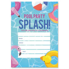 Editable christmas in july party invitation, summer xmas santa, holiday invite, tropical christmas, pool party, printable instant download. Pool Party Fill In The Blank Birthday Invitations Colorful Images