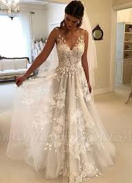 Summer Rose Appliques A Line Wedding Dresses Floor Length Wedding Dress V Neck Wedding Dress Wedding Dresses