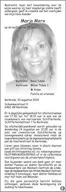 28 augustus 2020 overlijdensberichten 0. Marjo Merx 10 08 2014 Overlijdensbericht En Condoleances Mensenlinq Nl