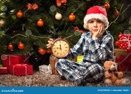 Little Boy Waiting for Santa Stock Photo - Image of secret, festive:  62795552