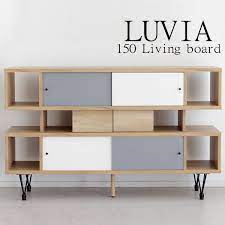 楽天市場 luvia ルビア 150リビングボード サイドボード キャビネット リビングチェスト シェルフ ラック 収納 棚 150cm幅 シンプル ナチュラル 北欧 モダン スチール アイアン 代引不可 アイルインテリアプランニング チェスト リビング キャビネット