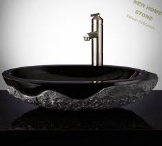 This bathroom uses the same bathroom sink ideas as the previous sample. Black Granite Vessel Sink Oval Shape Rough Outside Classic Style Design Bathroom Vanity Sink Granite Block Cut Out Granite Paving Blocks Block Aresgranite Surface Aliexpress