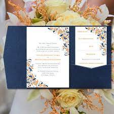 Diy Pocketfold Wedding Invitations Flourish Orange Navy Blue Printable Word Templates Instant Download Order Any 1 Or 2 Colors You Navy Wedding Invitations Orange Wedding Themes Blue Wedding Invitations