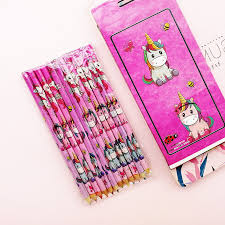 Baru 12 Pcs Set Lol Gadis Unicorn Berwarna Kemasan Pensil 12 Warna Yang Berbeda Hitam Pensil Sekolah Kawaii Pensil Kayu Aliexpress