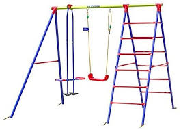 Hudora Schaukel Gestell Hd 800 Metall Mit Kinder Schaukel Gondel Doppelschaukel Klettergerust 64012 Amazon De Spielzeug