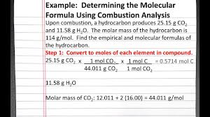 Chemistry 101 Determining Molecular Formula Using Combustion Analysis Youtube