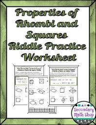 Quadrilaterals Properties Of Rhombi And Squares Riddle Worksheet Middle School Math Resources Quadrilaterals Worksheets