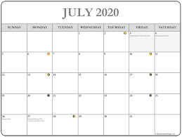 July 2020 Calendar Free Printable Monthly Calendars Moon Calendar Calendar Printables Moon Phase Calendar