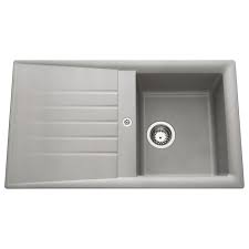 Ewi Evier Cuisine A Encastrer 1 Bac 1 Egouttoir Emeraude Resine 86 X 50 Cm Gris Beton Evier Meuble Sous Evier Et Egouttoir