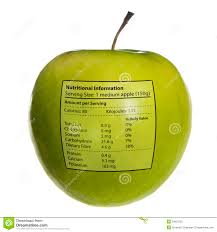 Isolated Objects Apple With Nutritional Info Stock Image