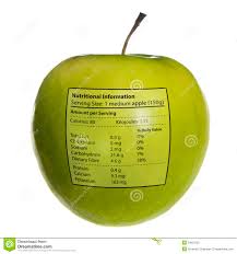 isolated objects apple with nutritional info stock image