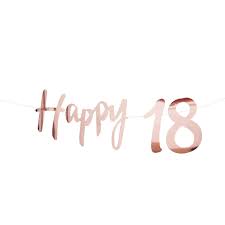 Happy 18 Girlande Banner 1 5m Geburtstag Jubilaum Party Feier Deko Rose Gold