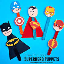 Fun, free busy bag activity for superhero bins {tutorial and printable}. Superhero Puppet Craft With Free Printable Messy Little Monster