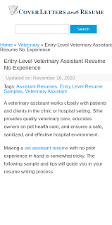 My experience aligns well with the qualifications you are seeking in particular my role. Veterinary Assistant Resume No Experience 20 Guides Examples
