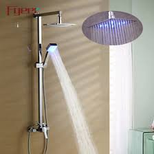 Getek square rain shower head with lights. Fyeer Wall Mounted Bathroom Brass Led Rain Shower Set Qh336f China Led Shower Mixer Led Shower Faucet Made In China Com