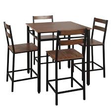 Harper Bright Designs 5 Piece Counter Height Dining Set With Sturdy Metal Frame Sm0001 In 2020 Counter Height Dining Sets Counter Height Dining Table Oak Dining Sets