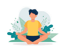 man meditating in nature and leaves concept illustration for yoga meditation relax recreation healthy lifestyle vector illustration in flat cartoon style download free vectors clipart graphics vector art vecteezy