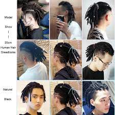 8 Short Men S Dreadlocks 100 Human Hair Handmade Jamaican Dread Hair Extension 0 8cm Thickness