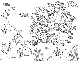 Through these coloring sheets, children learn about various colors and creatures. Printable School Of Fish Coloring Page