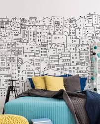 Bedroom Black And White Wall Mural Black And White City Sketch Mural Wall Murals Bedroom Pink Bedroom Decor Wallpaper Walls Bedroom