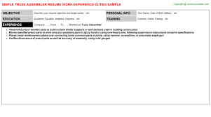 truss assembler resume sample