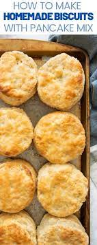 While you can make biscuits from pancake mix, you can also make cookies with pancake mix, and even make pancake mix dinner rolls. How To Make Homemade Biscuits With Pancake Mix In 2020 Homemade Biscuits Krusteaz Pancake Mix Recipes Pancakes Mix