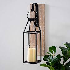 Sconce measures 10l x 5w x 31.5h in. Wood And Metal Hanging Lantern Sconce Kirklands