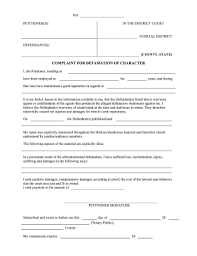 This Printable Complaint Form Can Help You Sue A Party For Defamation Of Character Through Slander Or Libel Fre Defamation Of Character Defamation Legal Forms