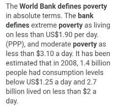 End over the last decade, the number of people living in proximity to conflict, defined as within 60 kilometers of at. Define Poverty With Contest To World Bank Brainly In