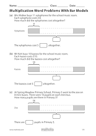 Multiplication Word Problems With Bar Model In 2020 Word Problem Worksheets Multiplication Word Problems Word Problems