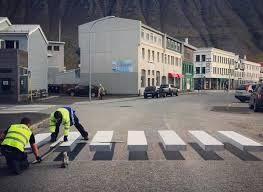 3d Zebra Stripe Crosswalk In Iceland Slows Traffic With Stunning Optical Illusion In 2020 Pedestrian Crossing Zebra Crossing Optical Illusions