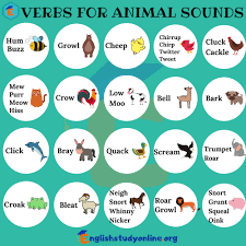 Verbs For Animal Sounds In English English Study Online Animal Sounds Animal Sounds Activity English Study
