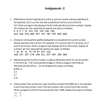 A prime number is an integer, or whole number, that has only two factors — 1 and itself. Solved Assignment 2 Java Programinin 1 Palindromic Pri Chegg Com