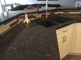 Caesarstone Woodlands Quartz Countertop With Angora Segment Random Tile Diy Kitchen Remodel Kitchen Remodel Countertops Countertops
