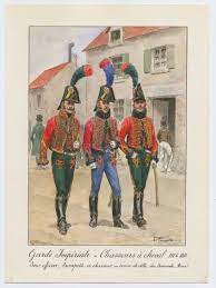 Garde Imperiale Chasseurs A Cheval 1804 1815 Sous Officier Trompette Et Chasseur En Tenue De Ville Du Dimanche Hiver 19 Soldier Art Napoleon Military Art