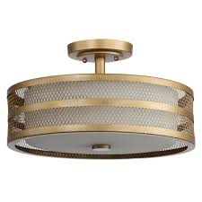 This practical overhead lighting solution helps to eliminate shadows and distribute light evenly. Safavieh Great Veil 3 Light Antique Gold Semi Flush Mount Light Lit4230a The Home Depot