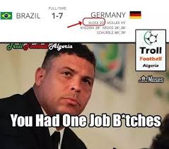 Certainly the back four barely seem to exist. What Are The Best Jokes Memes About Brazil Losing 7 1 To Germany In The 2014 World Cup Semi Finals Quora