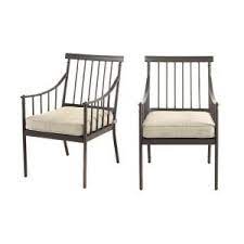 Stylewell Mix And Match Farmhouse Steel Outdoor Patio Dining Chair With Tan Cushion 2 Pack 3035e D2 The Home Depot Patio Dining Chairs Outdoor Patio Dining Farmhouse Dining Chairs
