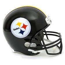Led lighting in base of the stand. Pittsburgh Steelers Full Size Deluxe Replica Helmet