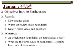 Unit 5 Earthquakes January 4 Th 5 Th Objective Intro
