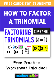 These free factoring trinomials worksheets will make a difficult job more doable. Factoring Trinomials A 1