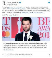 اليوم، أصبح عمر الشريف المتحدث الوطني باسم جمعية glaad التي ترمي إلى تحسين صورة المثليين. Ø§Ù„Ø´ÙˆØ§Ø° ÙŠØ«ÙˆØ±ÙˆÙ† Ø¶Ø¯ Ø¯ÙŠØ²Ù†Ù‰ ÙˆÙŠØ±ÙØ¶ÙˆÙ† Ø§Ù„Ø§Ø³ØªØ¹Ø§Ù†Ø© Ø¨Ù…Ù…Ø«Ù„ Ø³ÙˆÙ‰ ÙÙ‰ Ø¯ÙˆØ± Ù…Ø«Ù„Ù‰ Ø§Ù„Ø¬Ù†Ø³ Ø¨ÙÙŠÙ„Ù… Jungle Cruise Ø­ÙÙŠØ¯ Ø¹Ù…Ø± Ø§Ù„Ø´Ø±ÙŠÙ ÙŠØ¤ÙƒØ¯ Ù…Ø§ ÙŠØ­Ø¯Ø« Ø®Ø·Ø£ ÙØ§Ø¯Ø­ Ø³ÙŠØ¤Ø¯Ù‰ Ù„ÙØ´Ù„ Ø§Ù„Ø¹Ù…Ù„ ÙˆØ³ÙˆØ§Ø¨Ù‚ Ø§Ù„Ø´Ø±ÙƒØ© ÙÙ‰ ØªØµØ¯ÙŠØ± Ø§Ù„Ø¥ÙŠØ­Ø§Ø¡Ø§Øª Ø§Ù„Ø¬Ù†Ø³ÙŠØ©