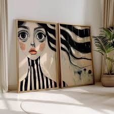 Abstract Face Art Eclectic Wall Art Surreal Colourful Prints Trendy Prints  for Home Minimalist Face Wall Art Abstract Painting Big Eyes Art
